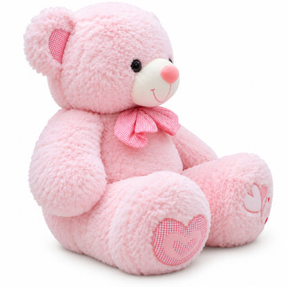 Heart Kiss Cuddle Teddy pink side view
