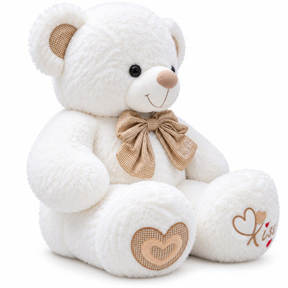 Heart Kiss Cuddle Teddy white side view