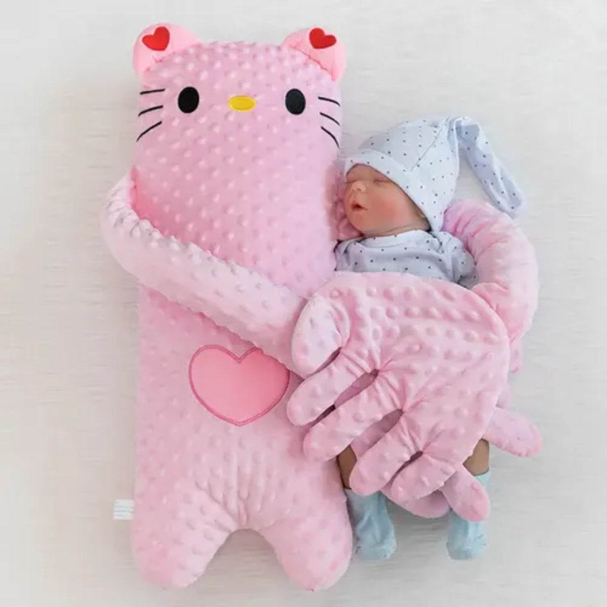 Huggy Hands Character Pillow pink kitty with baby