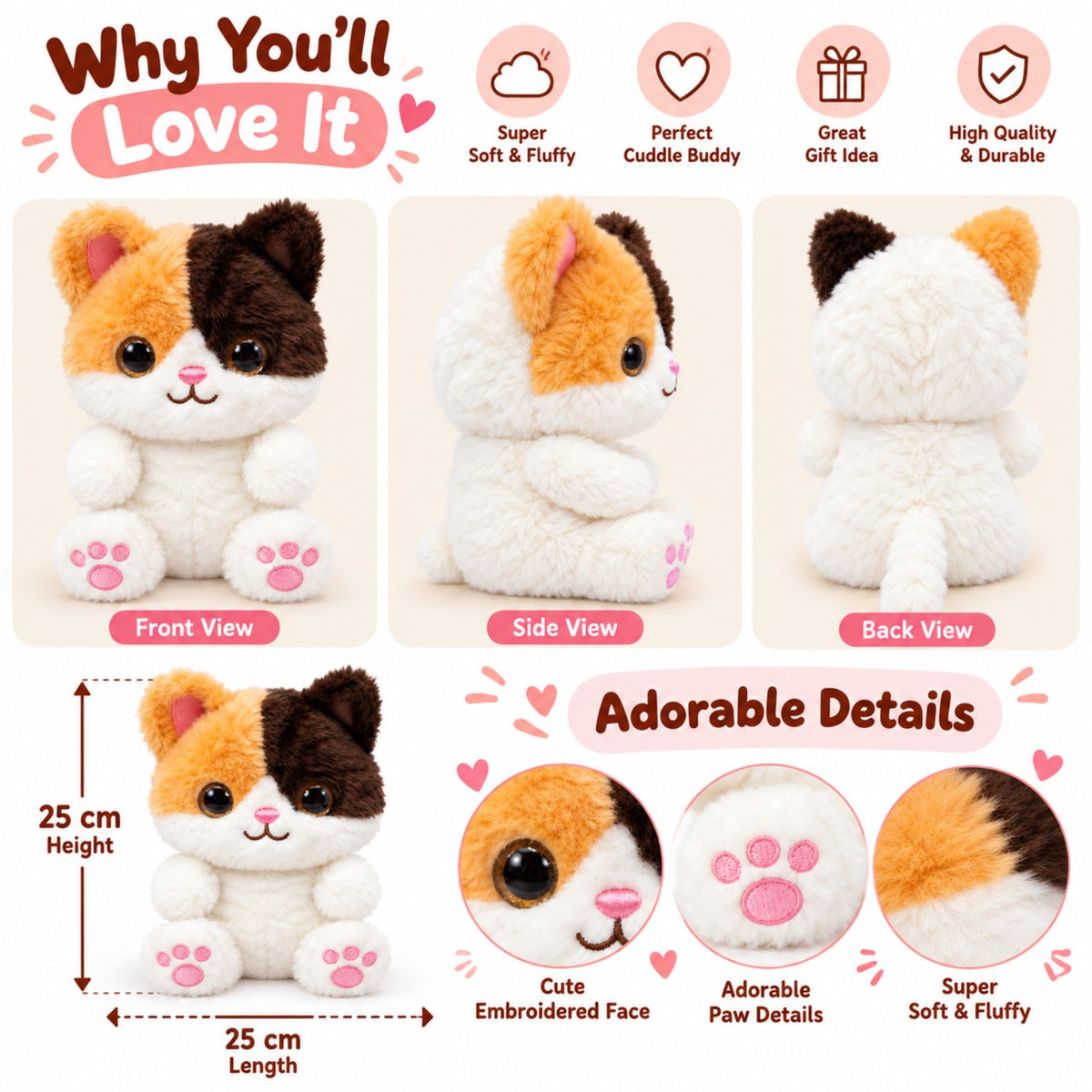 Patchy Paws Kitty 25cm product features