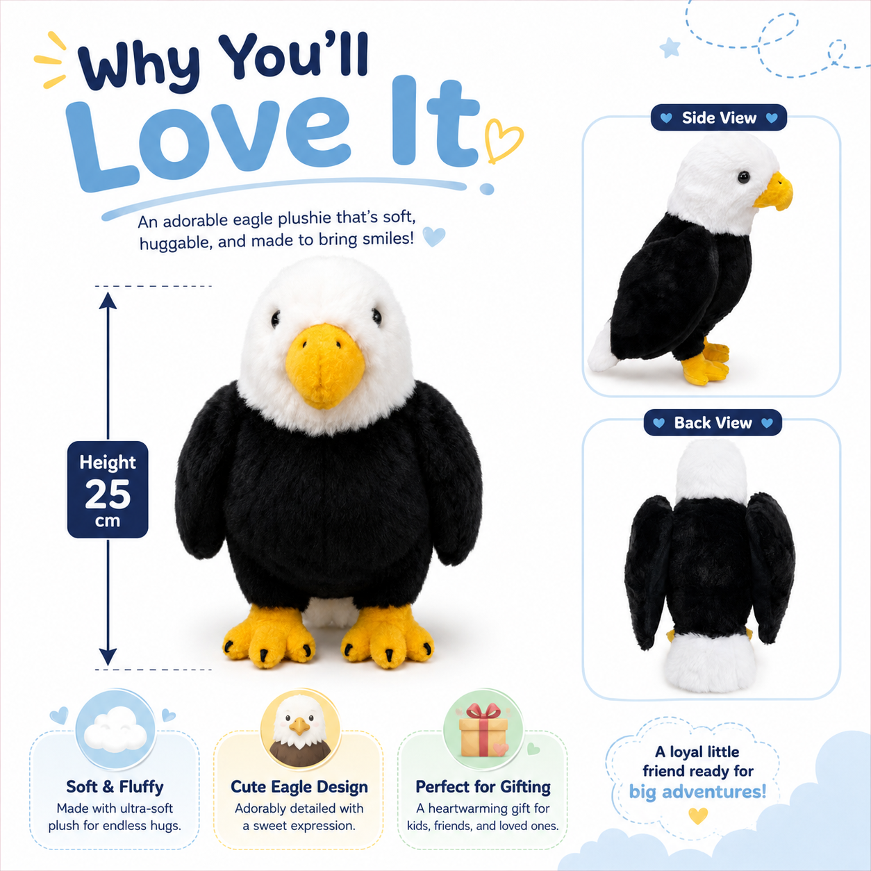 Eddie Eagle Soft Plush Toy – 25cm