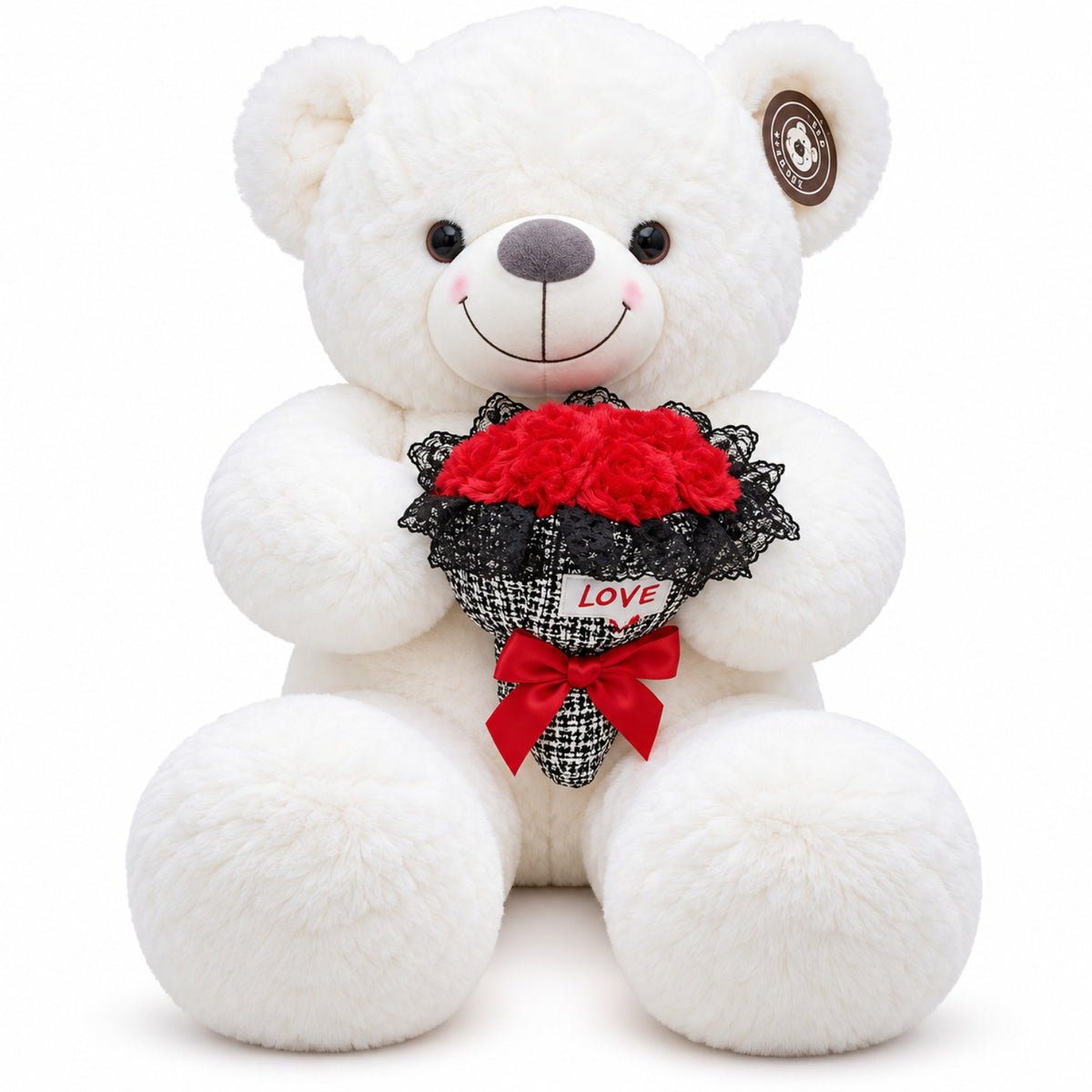 Rosie Bouquet Teddy white front view