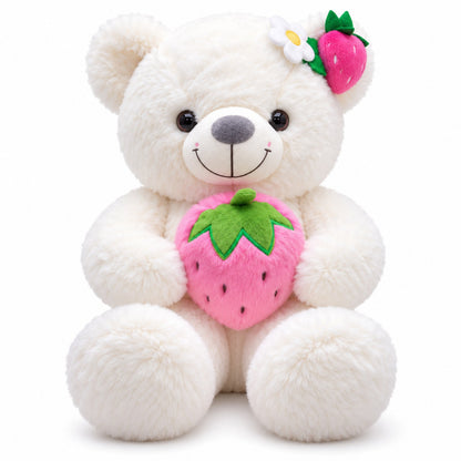 Strawberry Sweetheart Teddy white front view