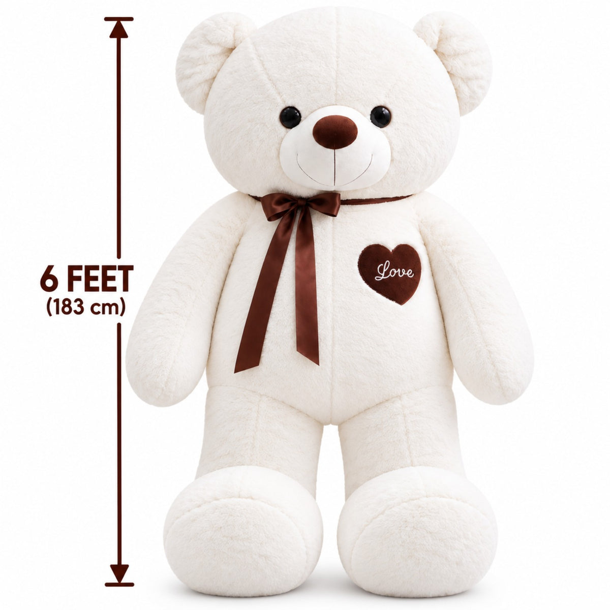 Sweetheart Giant Teddy white 6 feet size reference